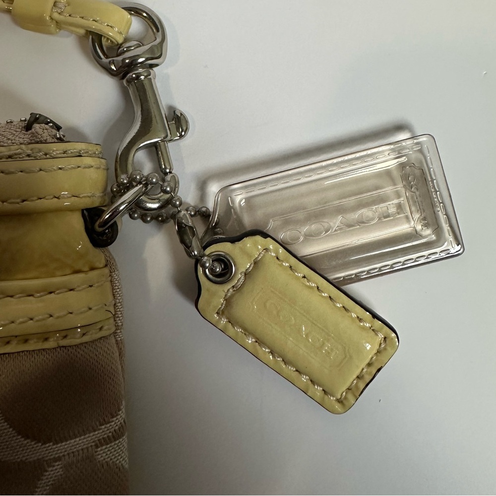 Coach Poppy Y2K Yellow Leather and Khaki Jacquard Signature Mini Crossbody - EUC - Picture 7 of 17
